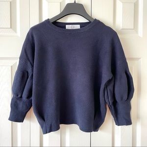 3/$30 NWOT Cropped Dropped Shoulder Navy Blue Knit Top